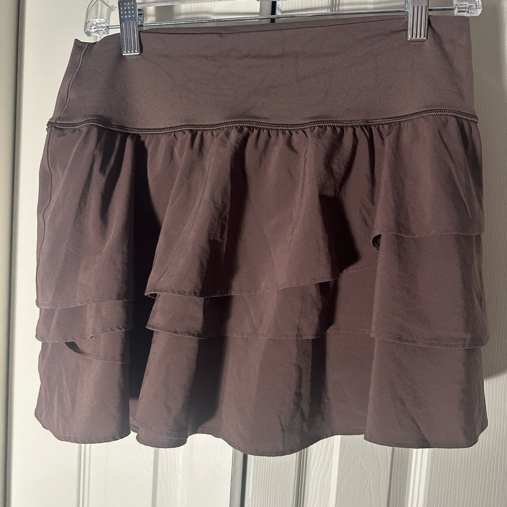 Aerie Chocolate Tiered Mini Skirt